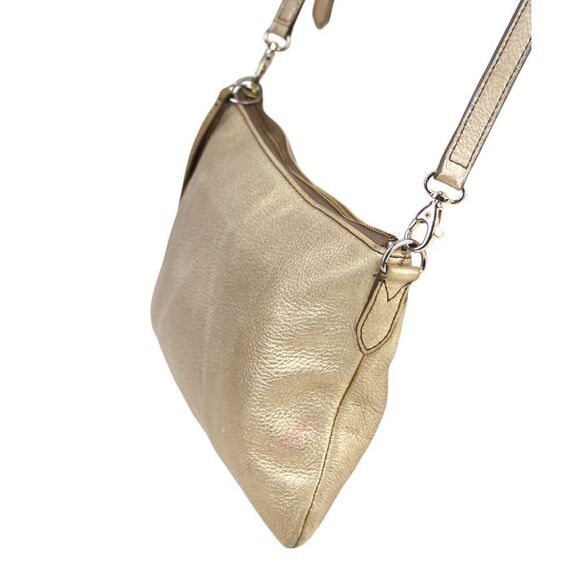 FOSSIL ANTIQUE GOLD GENUINE LEATHER X-BODY SHOULDER BAG HANDBAG CLUTCH PURSE - Picture 4 of 14